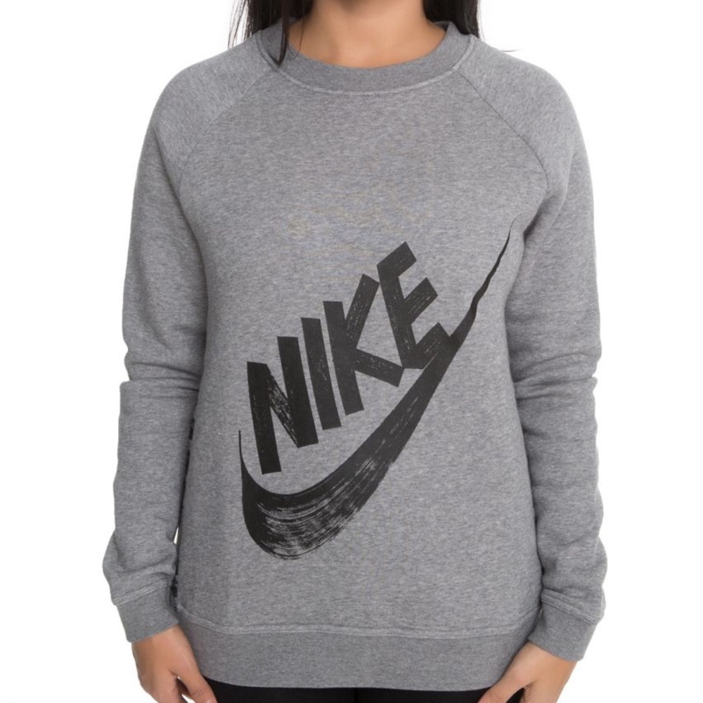 Nike SPORTSWEAR RALLY CREW GRAY Sweatshirt with Black logo Size M‎